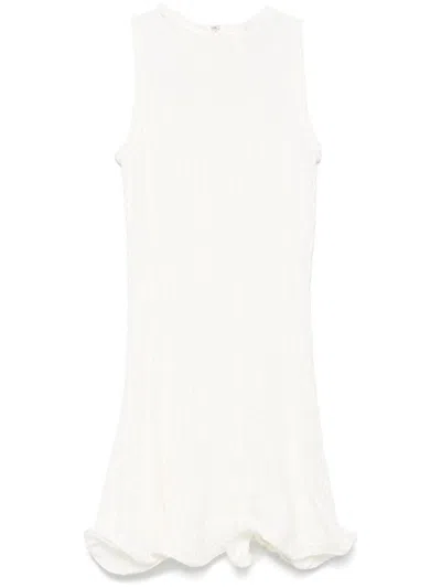 Msgm White Textured-finish Mini Dress