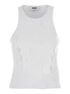 Msgm White Top With Round Neck And Applied Circle Details In Cotton Woman