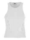 Msgm White Top With Round Neck And Applied Circle Details In Cotton Woman