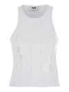 Msgm White Top With Round Neck And Applied Circle Details In Cotton Woman