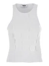 Msgm White Top With Round Neck And Applied Circle Details In Cotton Woman
