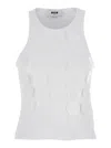 Msgm White Top With Round Neck And Applied Circle Details In Cotton Woman