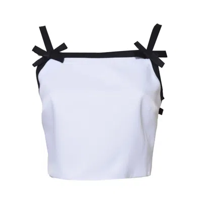 Msgm Back Zip Crop Tank Top In White