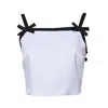 Msgm White Viscose Cropped Top With Bows In White