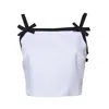 Msgm White Viscose Cropped Top With Bows In White