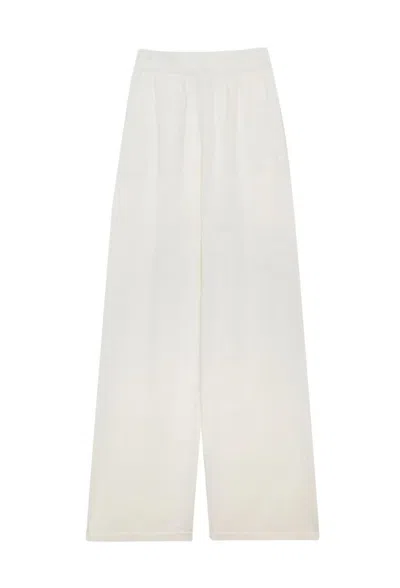 Msgm White Wool-cashmere Pantalone Trousers