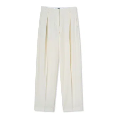 Msgm White Wool Casual Pants In Multi