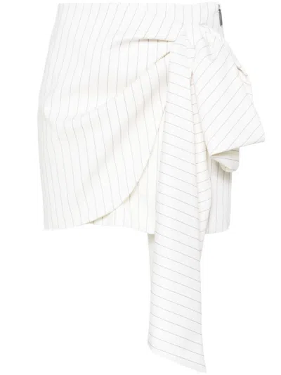 Msgm White Wool Skirt