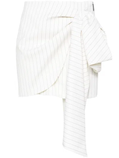 Msgm White Wool Skirt
