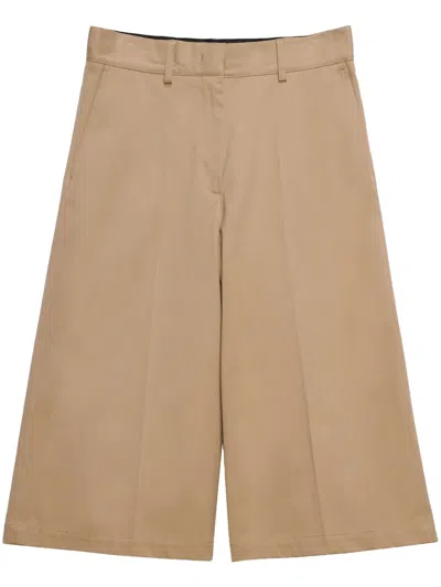 Msgm Wide-leg Bermuda Shorts In Neutrals