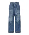 Msgm Cargo Denim Jeans Multi Pockets In Blue