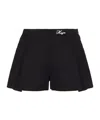 Msgm Wide-leg Cotton Shorts In Black