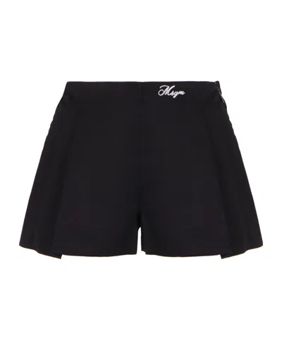Msgm Wide-leg Cotton Shorts In Black