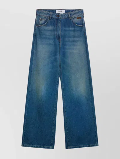 MSGM WIDE-LEG DENIM TROUSERS FADED EFFECT