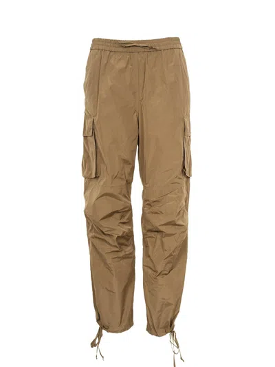 Msgm Wide-leg Drawstring Cargo Trousers In Military Green