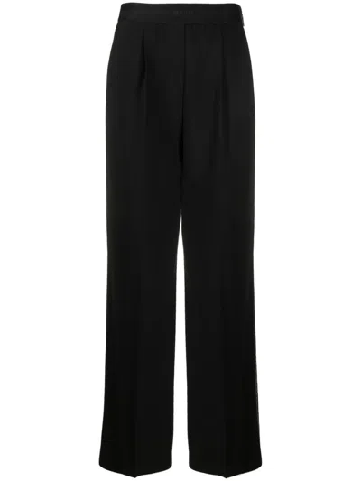 Msgm Wide-leg High-waist Trousers In Black