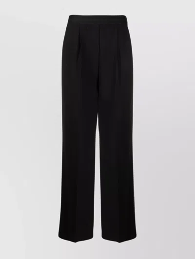 Msgm Wide-leg High-waist Trousers Pleated Design In Black