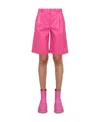 Msgm Faux Leather Bermuda Shorts In Pink