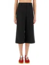 Msgm Wide Fit Cropped Pants With Front Pleats In Black