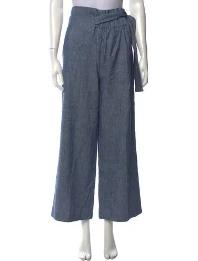 Pre-owned Msgm Wide Leg Pants In Blue
