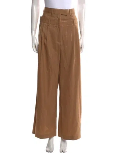 Pre-owned Msgm Wide Leg Pants In Brown
