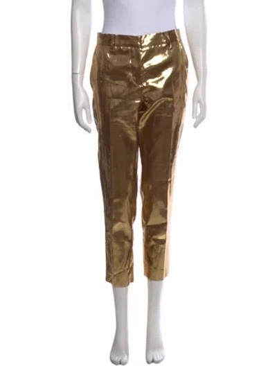 Pre-owned Msgm Wide Leg Pants In Gold