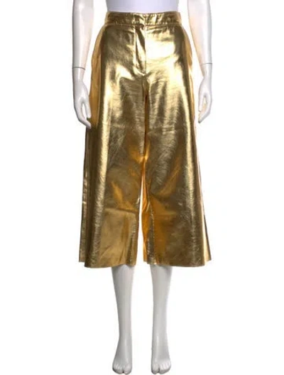 Pre-owned Msgm Wide Leg Pants In Gold