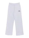 Msgm Wide-leg Pants With Elastic Waistband And Drawstring In White