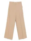 Msgm Wide-leg Sand Beige Trousers With Concealed Fastening In Brown