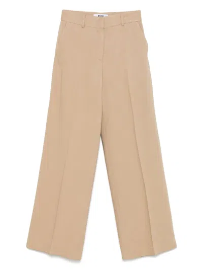Msgm Wide-leg Trousers In Neutrals