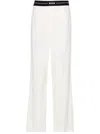 Msgm Wide-leg Trousers With Contrasting Logo Band In White