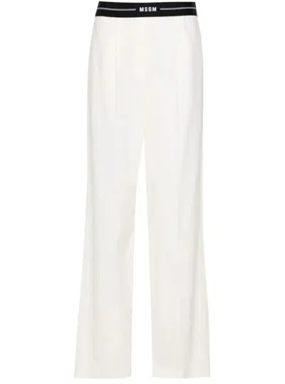 MSGM WIDE-LEG TROUSERS WITH CONTRASTING LOGO BAND