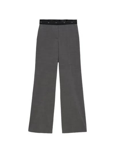 Msgm Wide-leg Waistband Trousers In Gray