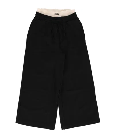 Msgm Wide-leg Casual Trousers In Black