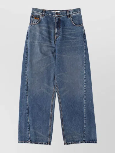 Msgm Wide-leg Trousers In Blue