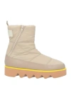 Msgm Woman Ankle Boots Beige Size 7 Leather, Textile Fibers In Metallic