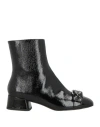 Msgm Woman Ankle Boots Black Size 7 Leather In Black