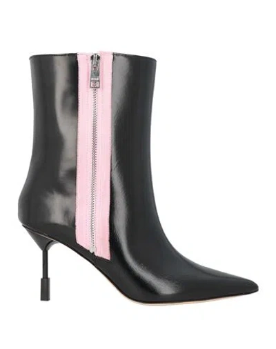 Msgm Woman Ankle Boots Black Size 8 Leather