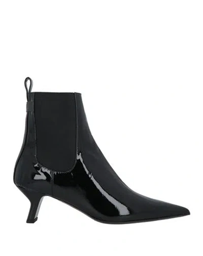 Msgm Woman Ankle Boots Black Size 8 Leather