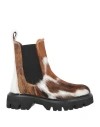 Msgm Woman Ankle Boots Camel Size 8 Leather In Beige