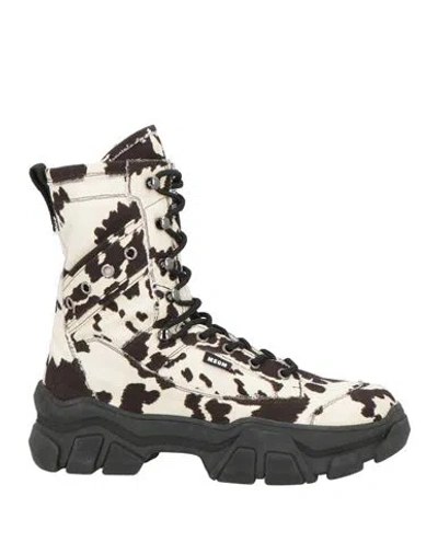 Msgm Woman Ankle Boots Ivory Size 7 Textile Fibers In Black