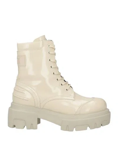 Msgm Woman Ankle Boots Light Grey Size 7 Leather In Neutral