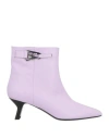 Msgm Woman Ankle Boots Lilac Size 10 Leather In Purple