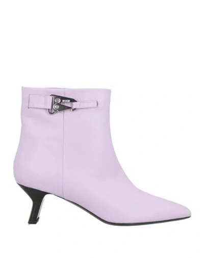 Msgm Woman Ankle Boots Lilac Size 10 Leather In Purple