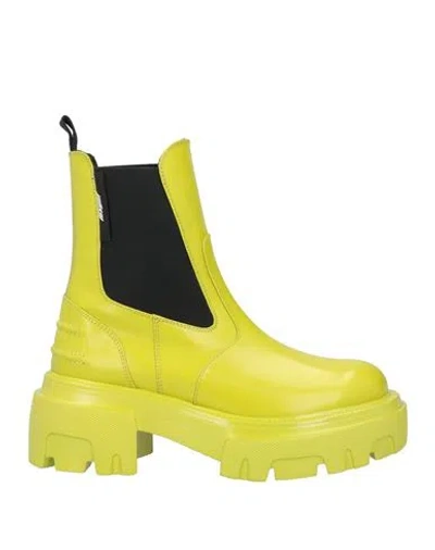 Msgm Woman Ankle Boots Lime Green Size 7 Leather