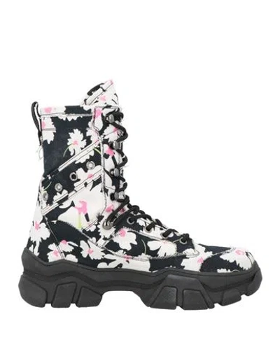 Msgm Woman Ankle Boots Navy Size 7 Textile Fibers In Multi