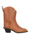 Msgm Woman Ankle Boots Tan Size 11 Soft Leather In Brown