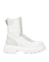 Msgm Woman Ankle Boots White Size 8 Leather, Synthetisches Material In White