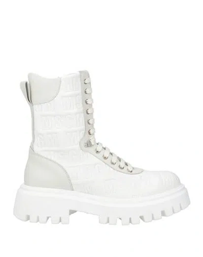 Msgm Woman Ankle Boots White Size 8 Leather, Synthetisches Material