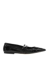 Msgm Woman Ballet Flats Black Size 8 Leather In Black